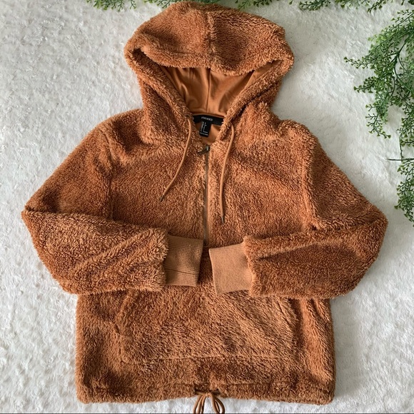 F21 | Oversized Teddy Bear Pullover Brown Hoodie - Picture 2 of 7